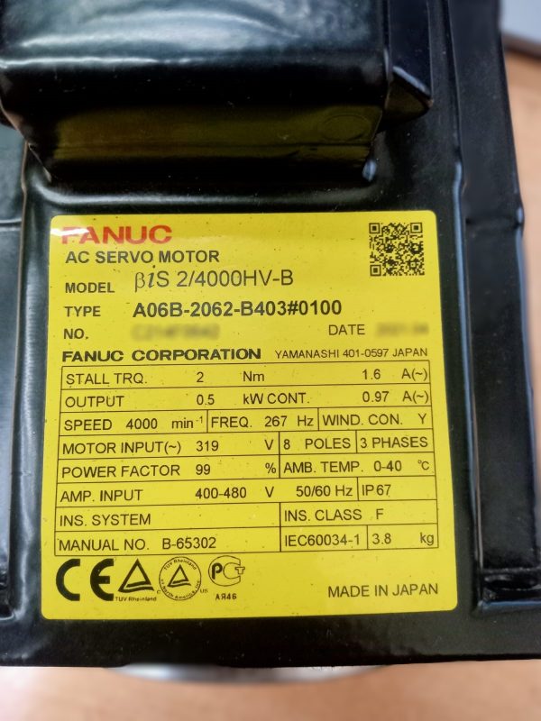 FANUC AC SERVO MOTOR A06B-2062-B403 - Imagen 5